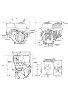 Honda Bensinmotor GX390, utan oljevakt, elstart, 1 A laddning med konisk axel. Levereras utan tank, ljuddämpare och kontrollbox.