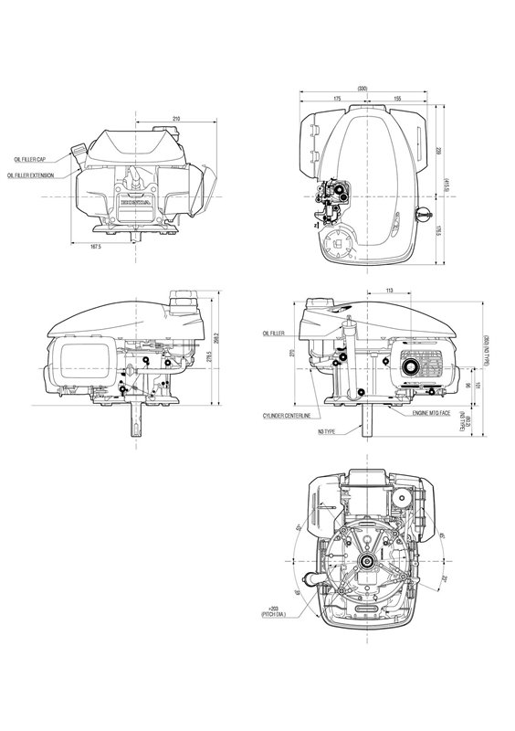 Honda Bensinmotor GCV170 Gräsklipparmotor, Manuel start, 25mm vertikalaxel