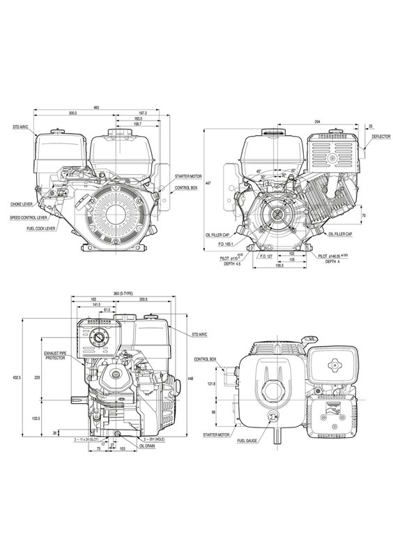 Honda Bensinmotor GX390, Med oljevakt, elstart, 10A, 25,4mm X 72,2mm Horisontalaxel