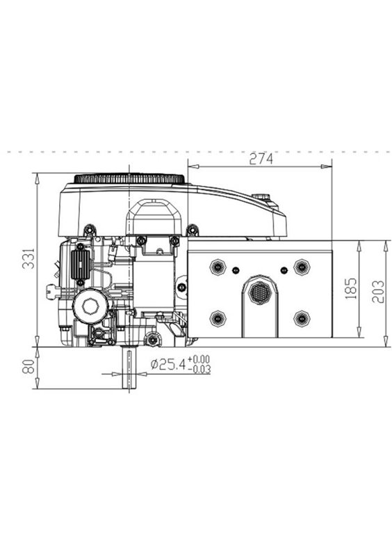 loncin bensinmotor 16,0 hk 25,4 mm vertikal axel. elstart.