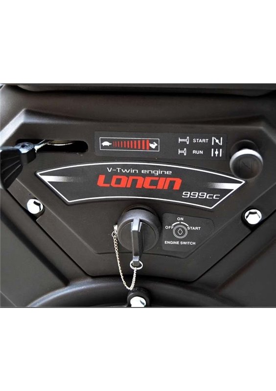Loncin bensinmotor 30 hk V-twin.  36,5 mm horisontal axel. Elstart