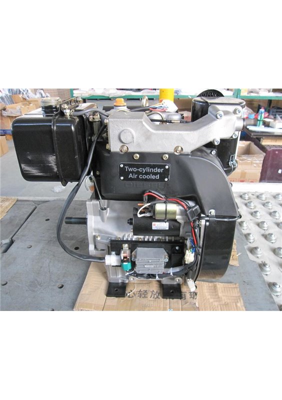 Loncin dieselmotor 2-cylindrig 23,0 hk Luftkyld. 25,4 mm horisontal axel. Elstart.