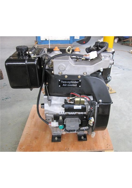 Loncin dieselmotor 2-cylindrig 23,0 hk Luftkyld. 25,4 mm horisontal axel. Elstart.