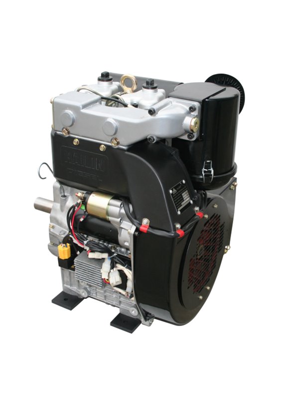Loncin dieselmotor 2-cylindrig 23,0 hk Luftkyld. 25,4 mm horisontal axel. Elstart.