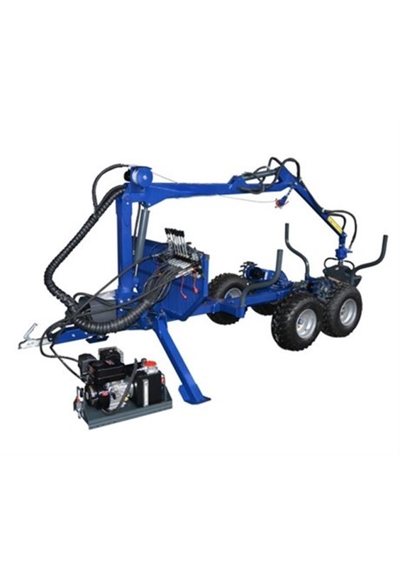 Skogsvagn med hydraulisk kran 5-spaks till ATV, Logtrailer 3200