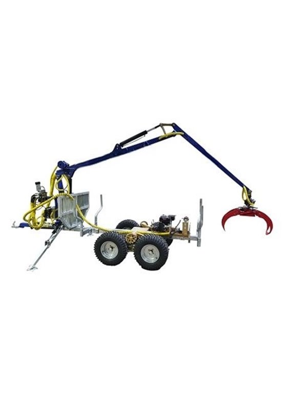 skogsvagn med hydraulisk kran 6 spaks till atv, logtrailer 450
