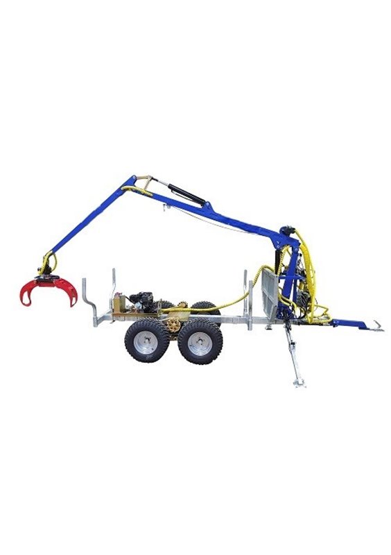 skogsvagn med hydraulisk kran 6 spaks till atv, logtrailer 450